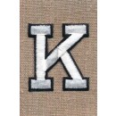 K - Bogstaver til påstrygning i hvid og sort, 52 mm.