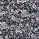 Bomuld blomstret sort/grå/pudder-rosa