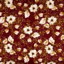 Bomuld med blomster i bordeaux, offwhite, beige