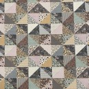 Bomuld/polyester patchwork look med 3-kanter