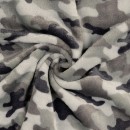 Frotté fleece med army - camouflage print i grå-sort