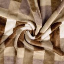 Frotté fleece med firkanter i brun, beige og offwhite