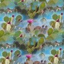 Bomuldsjersey økotex m/digitalt tryk med kaktus