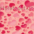 Afklip Bomuld/lycra økotex m/digitalt tryk, hjerter i laks, rød og lyserød-40 x 60 cm. 