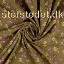 Bomulds jersey i army med blomster
