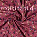 Bomulds jersey i mørk rosa med blomster