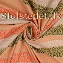 Jersey i bomuld med striber og prikker/pletter i beige, orange, army