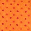 Kanvas i krakkeleret look med bomber i orange og rød