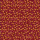Afklip Patchwork stof med blomster mørk rød - orange - gul 50x55 cm.