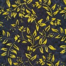 Afklip Patchworkstof batik med blad mønster i koks og gul 50x55 cm.