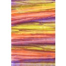 Patchworkstof batik i retro stripe okker lilla koral