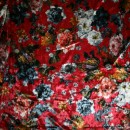 Velour med blomster rød denim rosa
