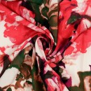 Let 100% viscose stor blomstret i rød, cerisse , army.