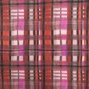 Afklip Viscose Jersey med tern i rød, pink, brun, laks, 100 cm.