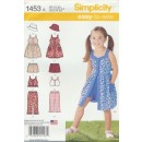 Simplicity 1453 Pige sommerkjole, buks bøllehat