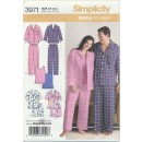 Simplicity 3971 Nattøj/pyjamas herre/dame
