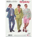 Simplicity 8528 Herre habit jakke, bukser, shorts og slips