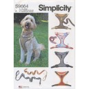 Simplicity 9664 Hunde sele og snor - Str. S - M - L