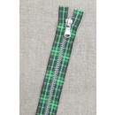 18 cm. lynlås metal grøn m/skotsk tern