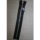 18 cm. lynlås metal sort m/tern /sølv