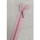 35 cm. lynlås m/stang-kugle 6 mm i antik messing i rosa