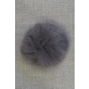 Pels-pompon i akryl i grå, 8 cm.