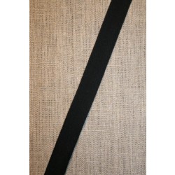 Bomuldsbånd - Gjordbånd sildebensvævet i sort, 20 mm.