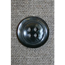 Blank koksgrå 4-huls knap, 18 mm.