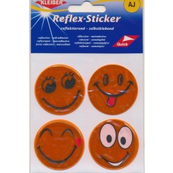 4 x Selvklæbende refleks motiver med smiley i orange