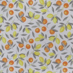 Bomuld/polyester i knækket hvid med citron og appelsin
