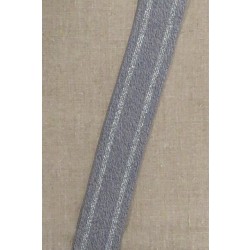 Elastik med sølv striber i grå-meleret, 40 mm.