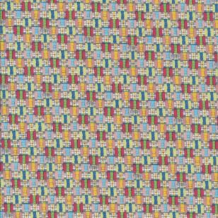 Rest Fast bomuldspoplin med små firkanter i offwhite, lyserød, pink, turkis, 48 cm. - Stof rester