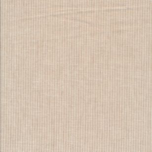 Hør bomuld med smal strib i sand og hvid - Hør