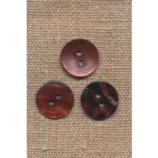 Perlemorsknap i brun-r&oslash;dbrun, 15 mm. - 