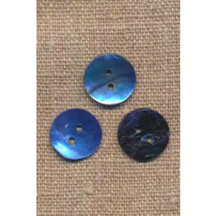 Perlemorsknap i klar bl&aring;, 15 mm. - 