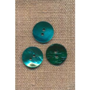 Perlemorsknap i irgr&oslash;n, 15 mm. - 