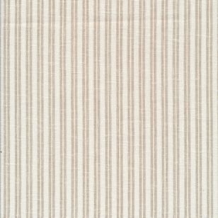 Stribet bomuld/polyester i hvid og sand - 