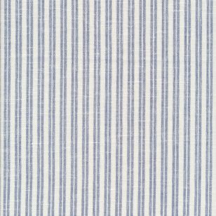 Stribet bomuld/polyester i hvid og denim - 