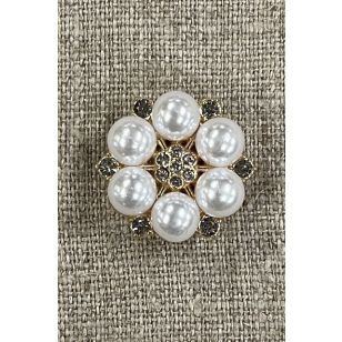 D&aelig;k-knap i guld med perler - 