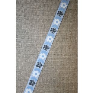 Rest Bånd med blomster lyseblå-hvid, 65 cm. - Børnebånd