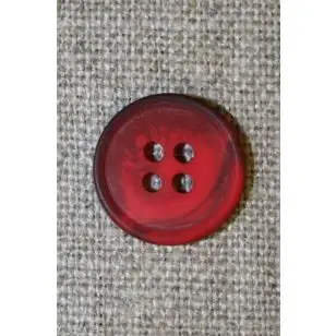 4-huls knap meleret rød/mørkerød, 15 mm. - Knapper Rød/lyserød/lilla