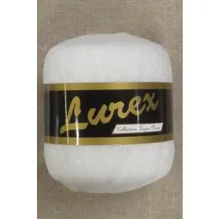 Lurex glimmer-garn, hvid - P:2½-4 - Garn med glimmer/lurex & palietter