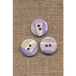 2-huls meleret i lilla og offwhite, 12 mm. - Børneknapper