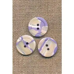 2-huls meleret i lilla og offwhite, 18 mm. - Tilbud knapper