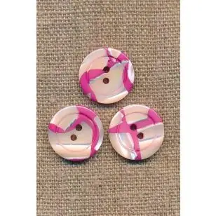 2-huls meleret i pink og offwhite, 12 mm. - Børneknapper