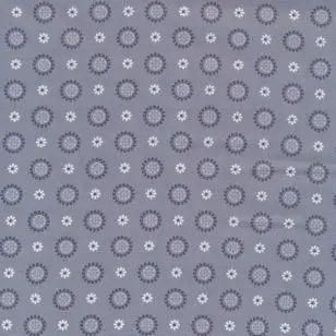 Bomuldspoplin med blomster og cirkler i lys grå - Blomstret bomuld