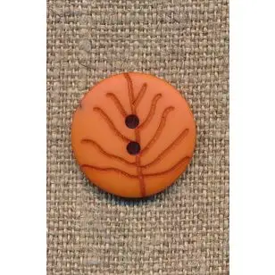 Knap med blad i brændt orange, 20 mm. - Knapper Grøn, gul og orange