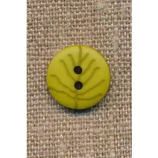 Knap med blad i lys oliven, 15 mm. - Tilbud knapper