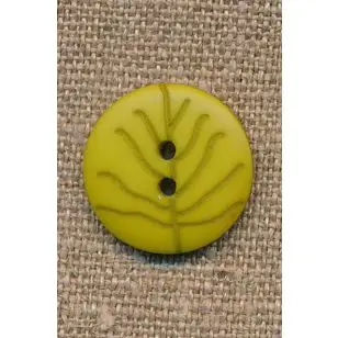 Knap med blad i lys oliven, 20 mm. - Knapper Grøn, gul og orange