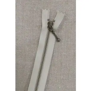 35 cm. lynlås m/stang-kugle 6 mm i antik messing i sand - Lynlåse